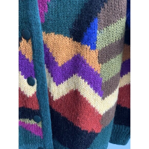 Cosa Fadini Italy Mohair Womens Sweater Cardigan Sz F/XL Multicolor Wearable Art - Picture 5 of 13